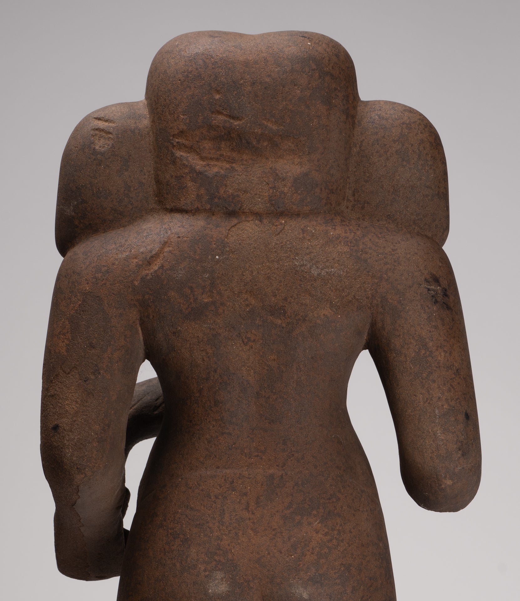 Ganesha Statue - Antique Vietnamese Style Stone Cham Mounted Ganesha Torso Statue - 70cm/28"