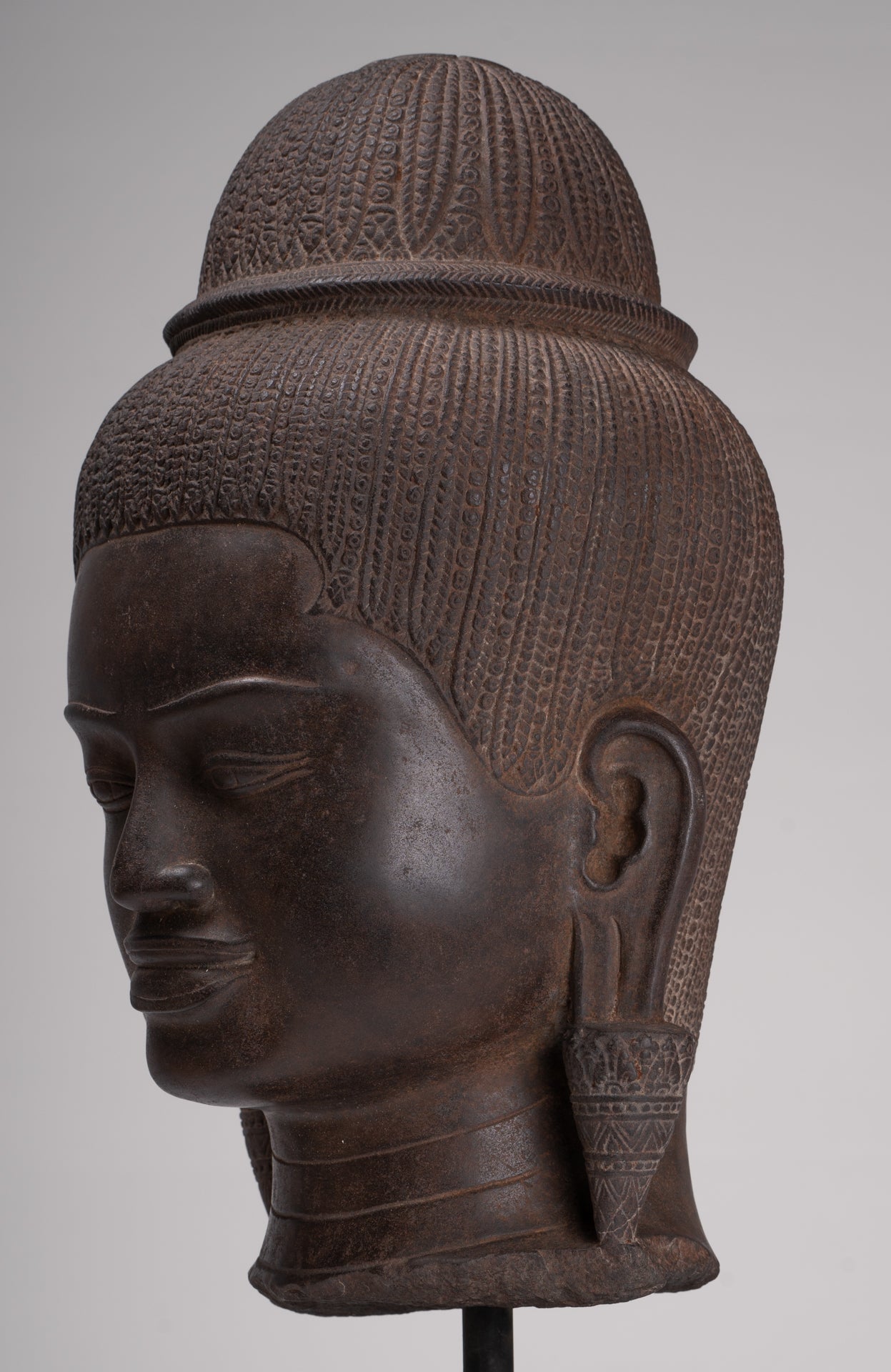 Parvati Statue - Antique Baphuon Style Khmer Stone Parvati Head Statue - 57cm/23"