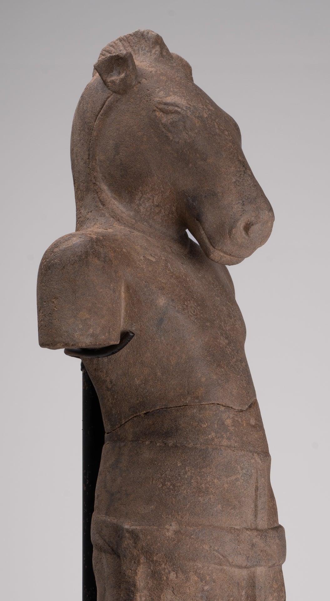 Antique Khmer Style Stone Phnom Da Hayagriva Kalkin Horse of Vishnu - 68cm/27"