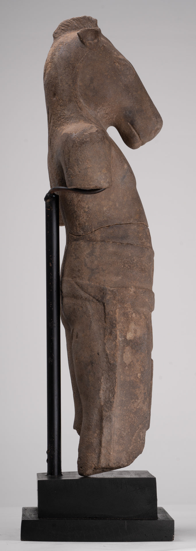 Antique Khmer Style Stone Phnom Da Hayagriva Kalkin Horse of Vishnu - 68cm/27"