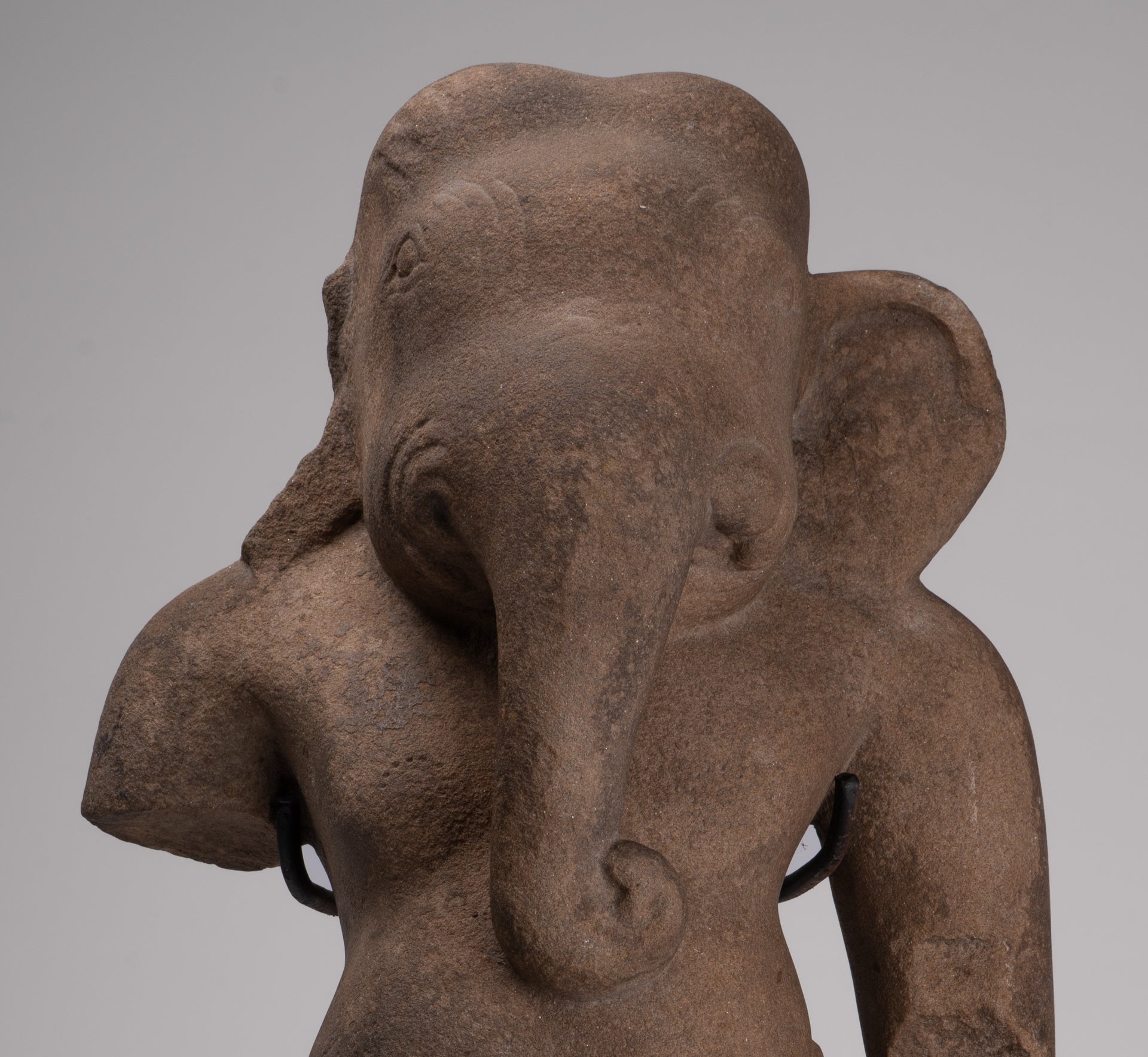 Statua Ganesha - Antique Khmer Stone Stone Bayon Monted Ganesha Busto Statue - 61 cm/24 "