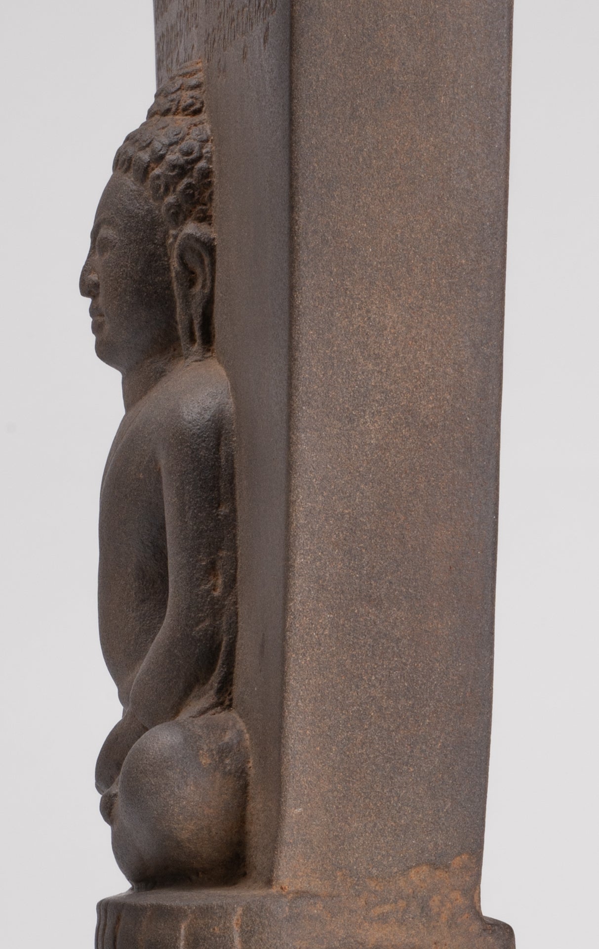 Buddha Statue - Antique Khmer Style Stone Stele Seated Meditation Buddha Statue - 46cm/18"