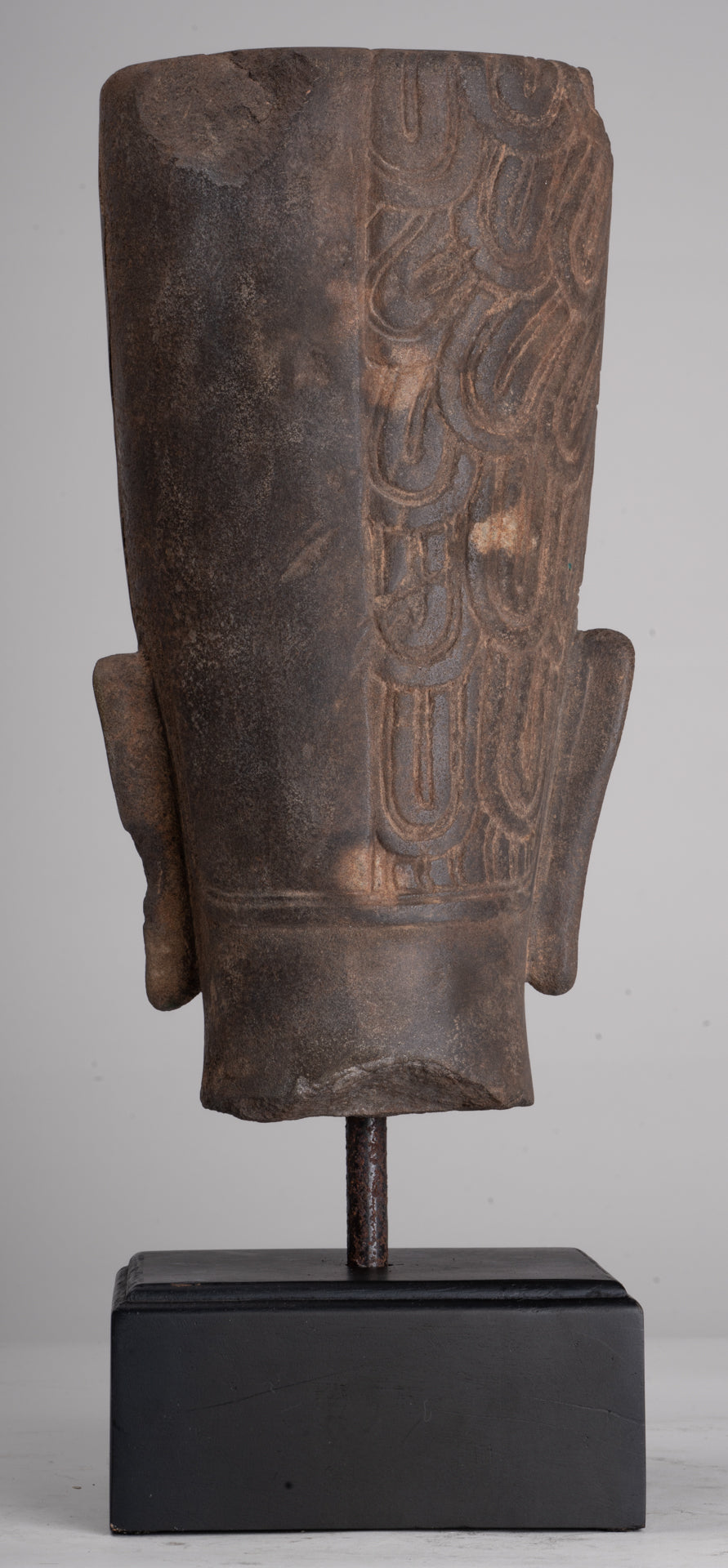 HariHara Statue - Antique Phnom Da Style Stone Khmer Hari Hara or Vishnu & Shiva Head - 43cm/17"