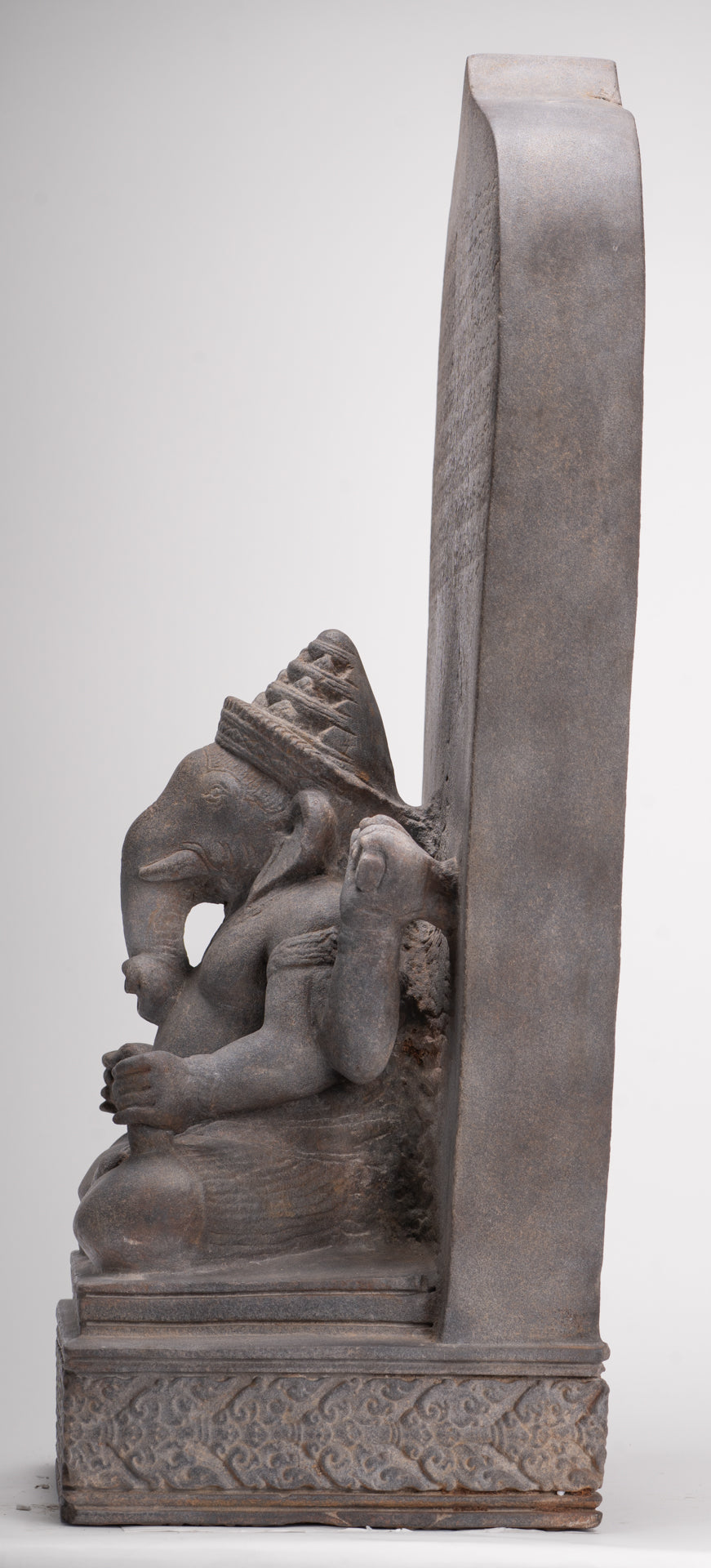 Ganesha Statue - Antique Khmer Style Angkor Wat Stone Stele Ganesh Statue - 63cm/25"