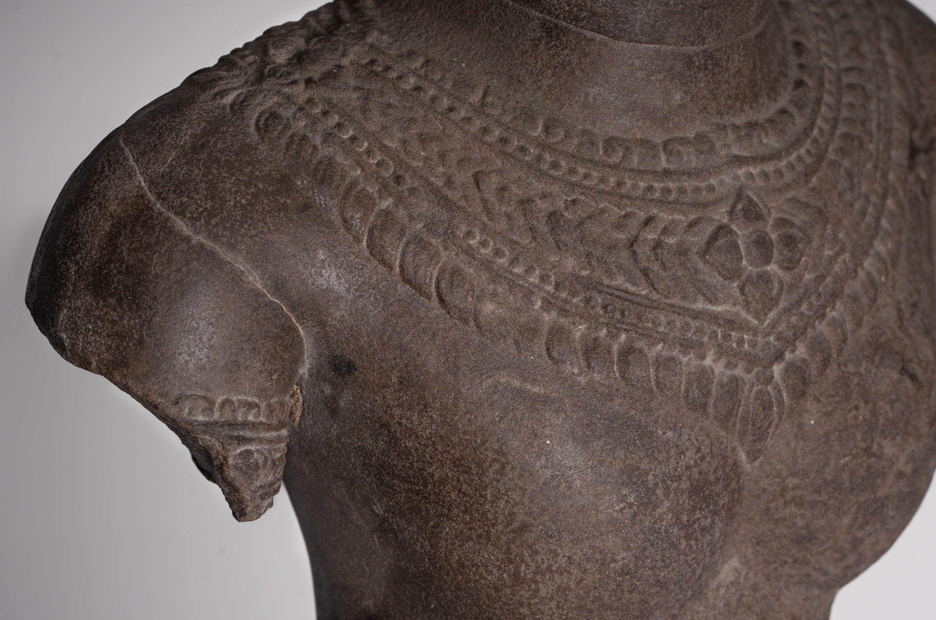 Lakshmi Statue - Antique Baphuon Style Stone Lakshmi / Devi Consort of Vishnu Torso - 58cm/23"