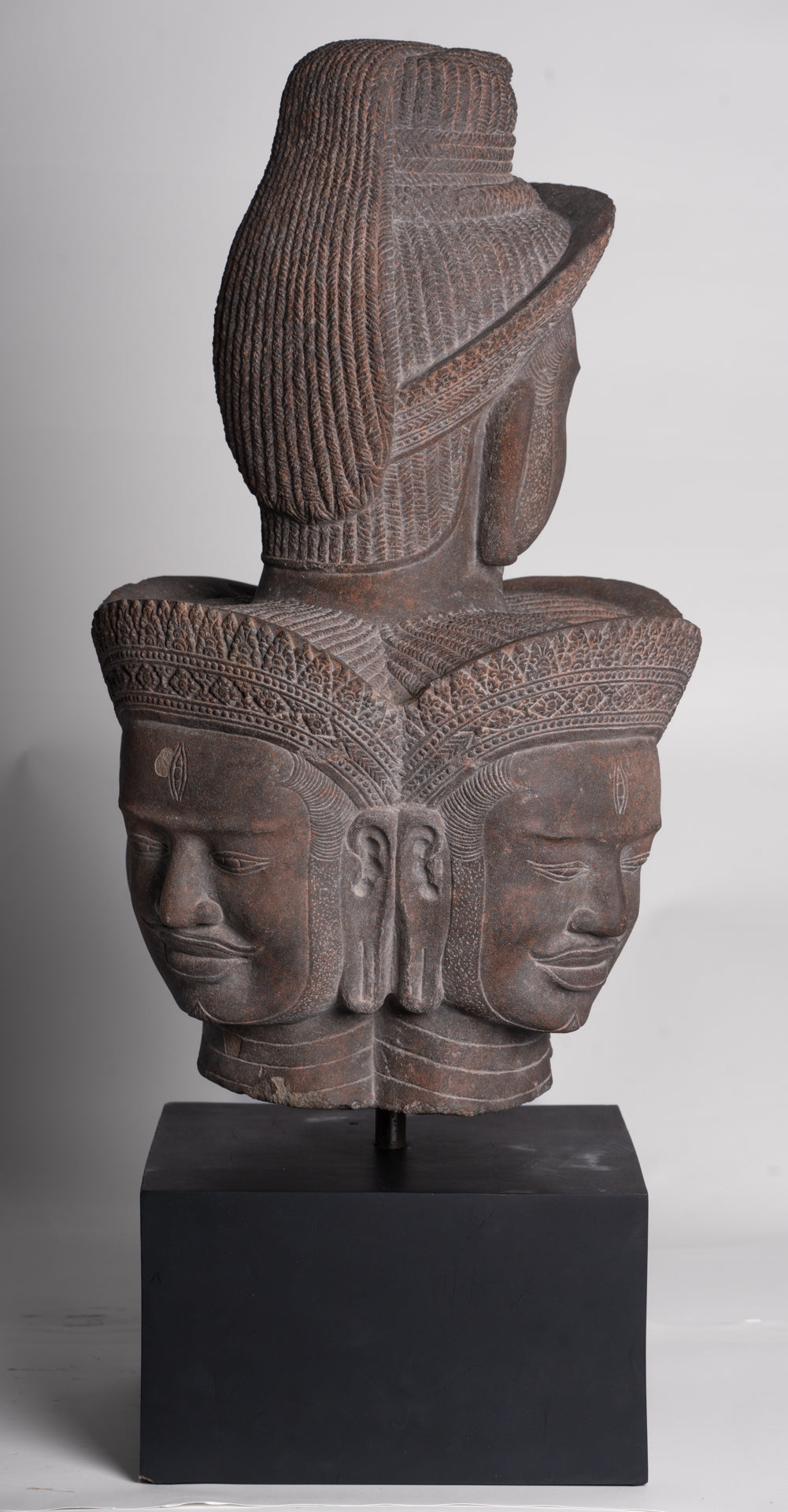 Shiva Statue - Antique Angkor Style Khmer Stone Pancha-Mukha Shiva Statue - The Destroyer - 72cm/29"