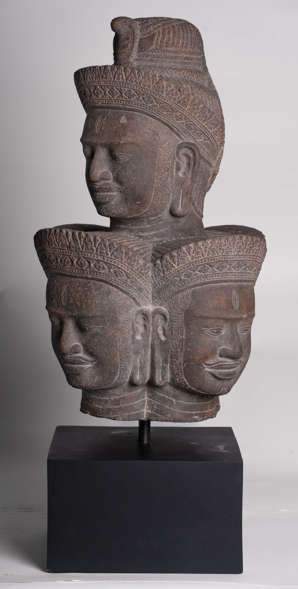 Shiva Statue - Antique Angkor Style Khmer Stone Pancha-Mukha Shiva Statue - The Destroyer - 72cm/29"