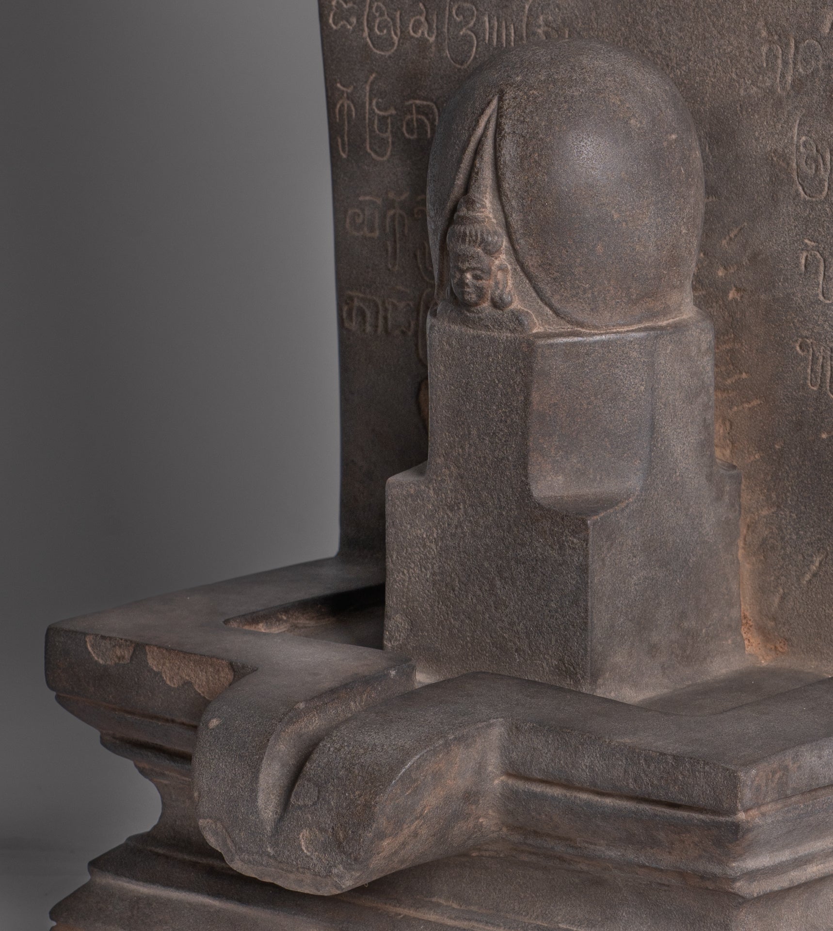 Stone Linga - Antique Khmer Style Sandstone Shiva Linga / Lingnum & Yoni - 57cm/23"