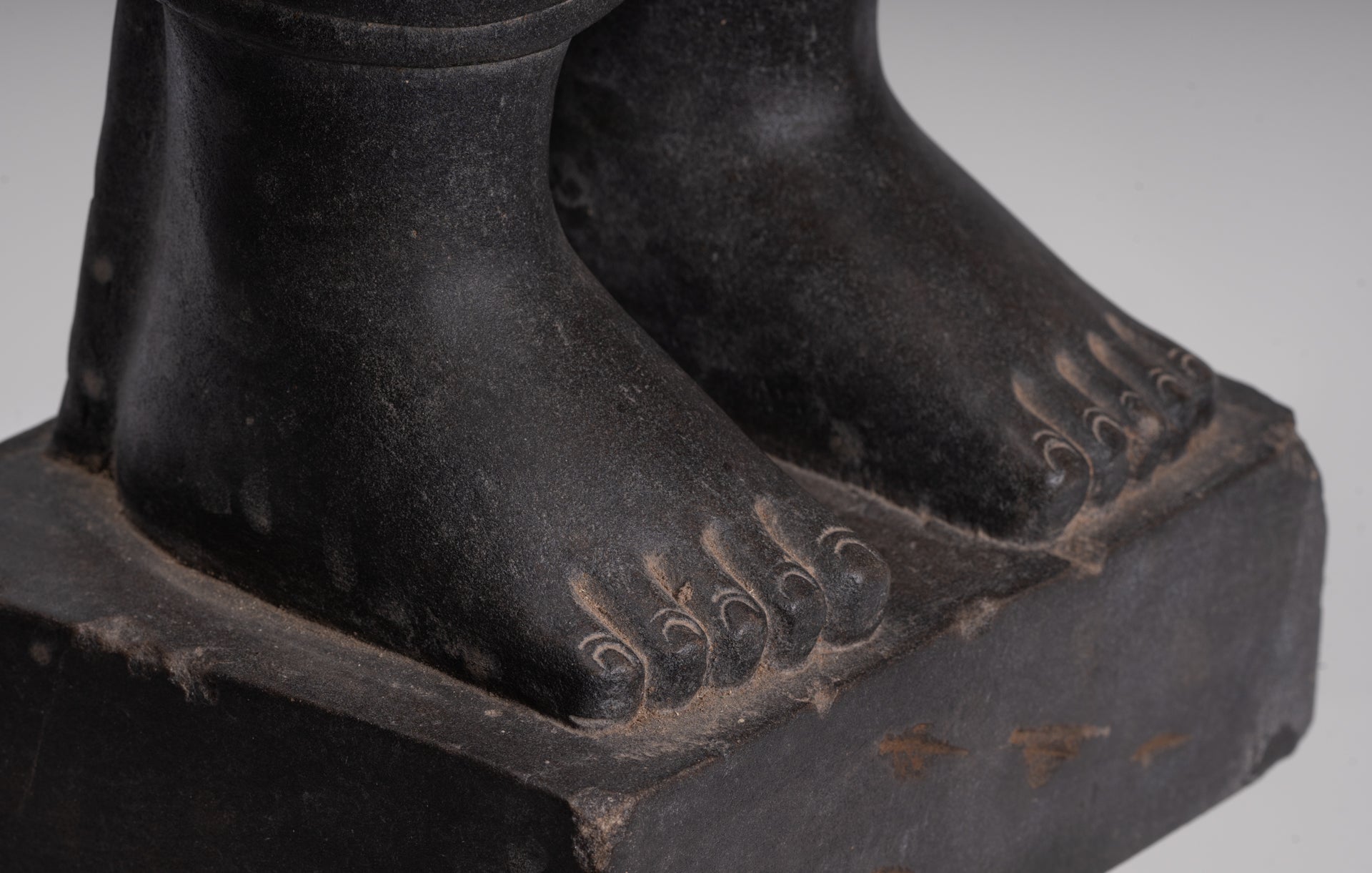 Smiling Monk Statue - Antique Thai Style Stone Phra Sangkachai Monk Statue - 99cm/40"