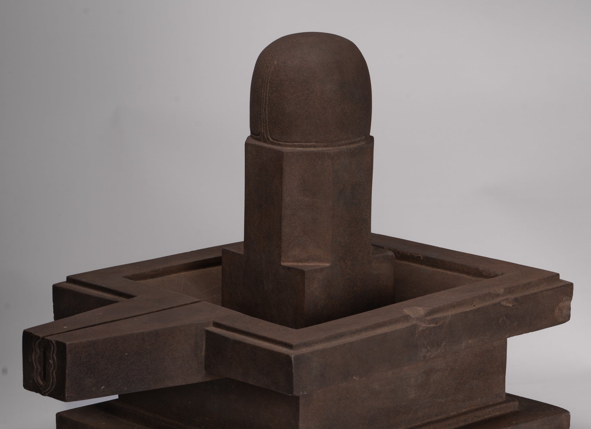 Linga Statue - Antique Khmer Style Two Piece Stone Linga / Lingnum & Yoni - 47cm/19"