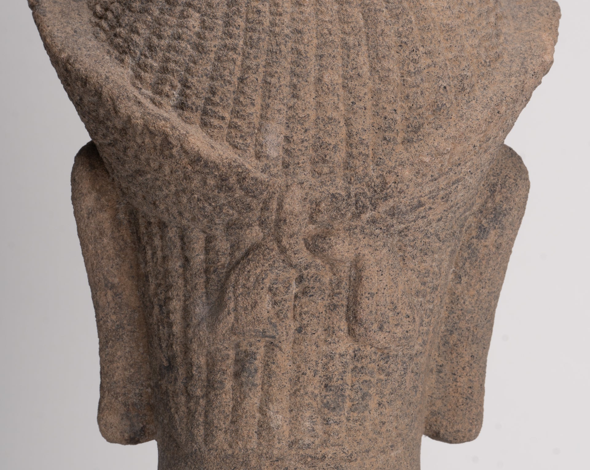 Antique Angkor Wat Style Stone Khmer Vishnu Head - 29cm / 12"