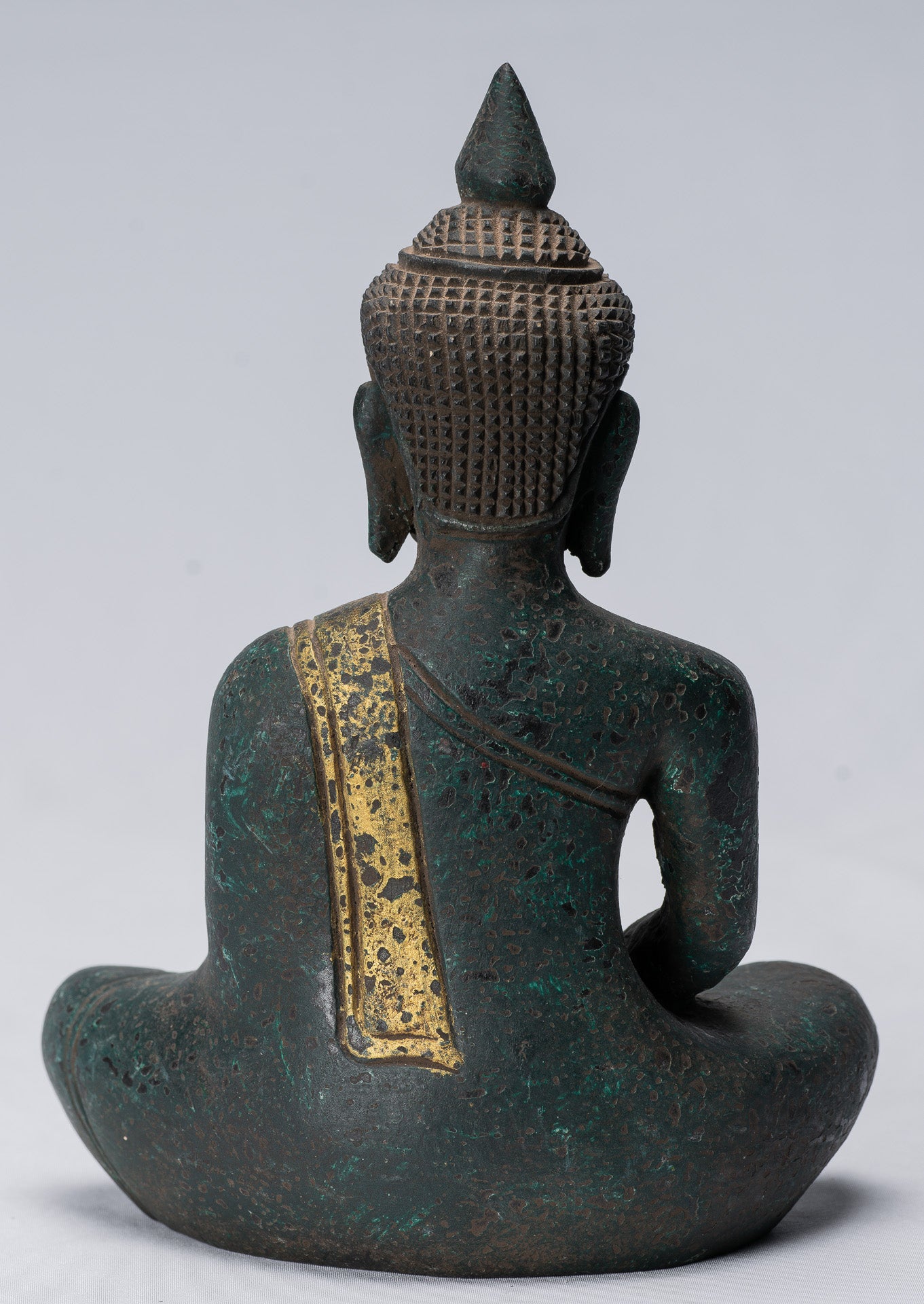 Escultura de Buda - Estatua de Buda de madera de estilo jemer antiguo Dhyana Meditation Mudra - 21 cm/8 "