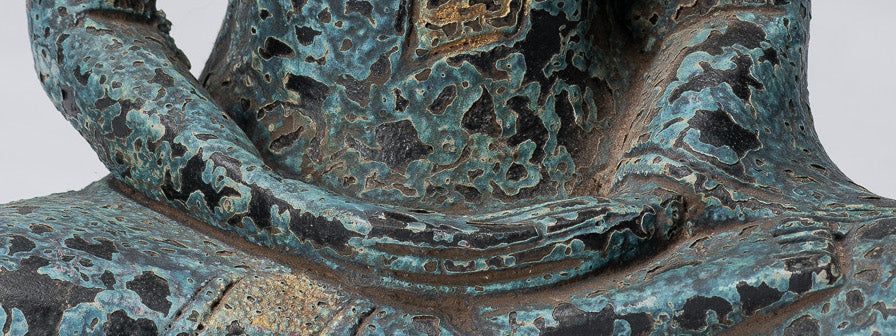 Escultura de Buda - Estatua de Buda de madera de estilo jemer antiguo Dhyana Meditation Mudra - 21 cm/8 "