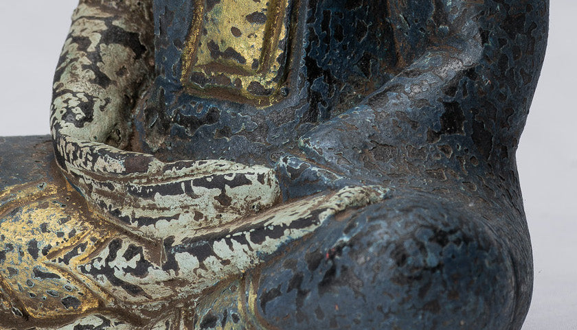Escultura de Buda - Estatua de Buda de madera de estilo jemer antiguo Dhyana Meditation Mudra - 21 cm/8 "