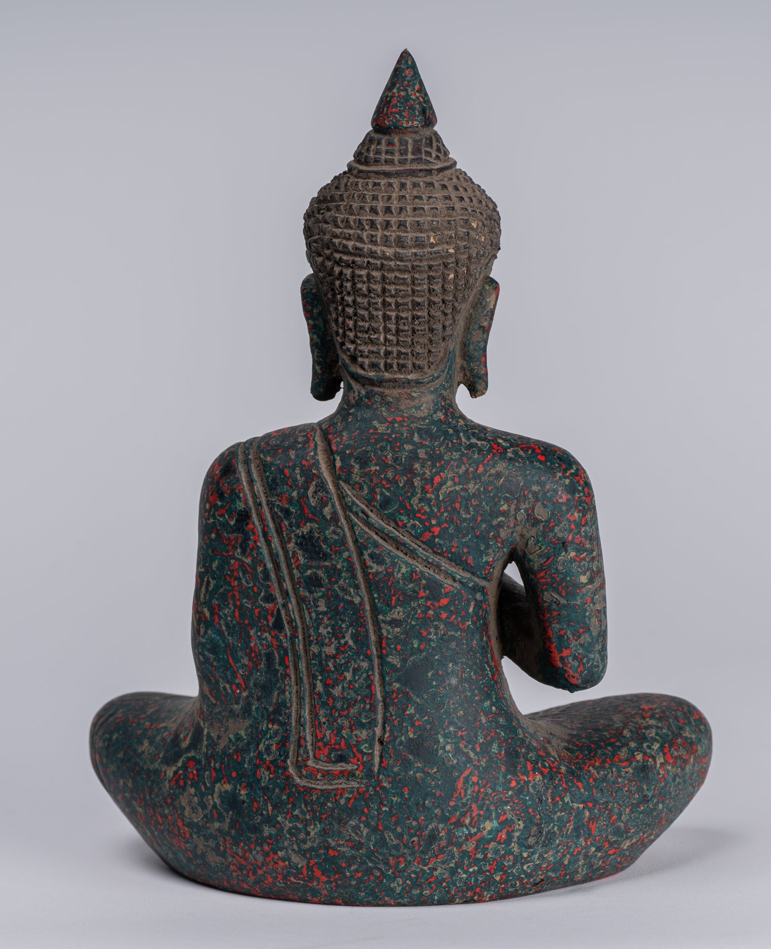 Estatua de Buda - Estatua de Buda de Madera de Madera Antigua de Camboya Camboya enseñando Mudra - 20 cm/8 "