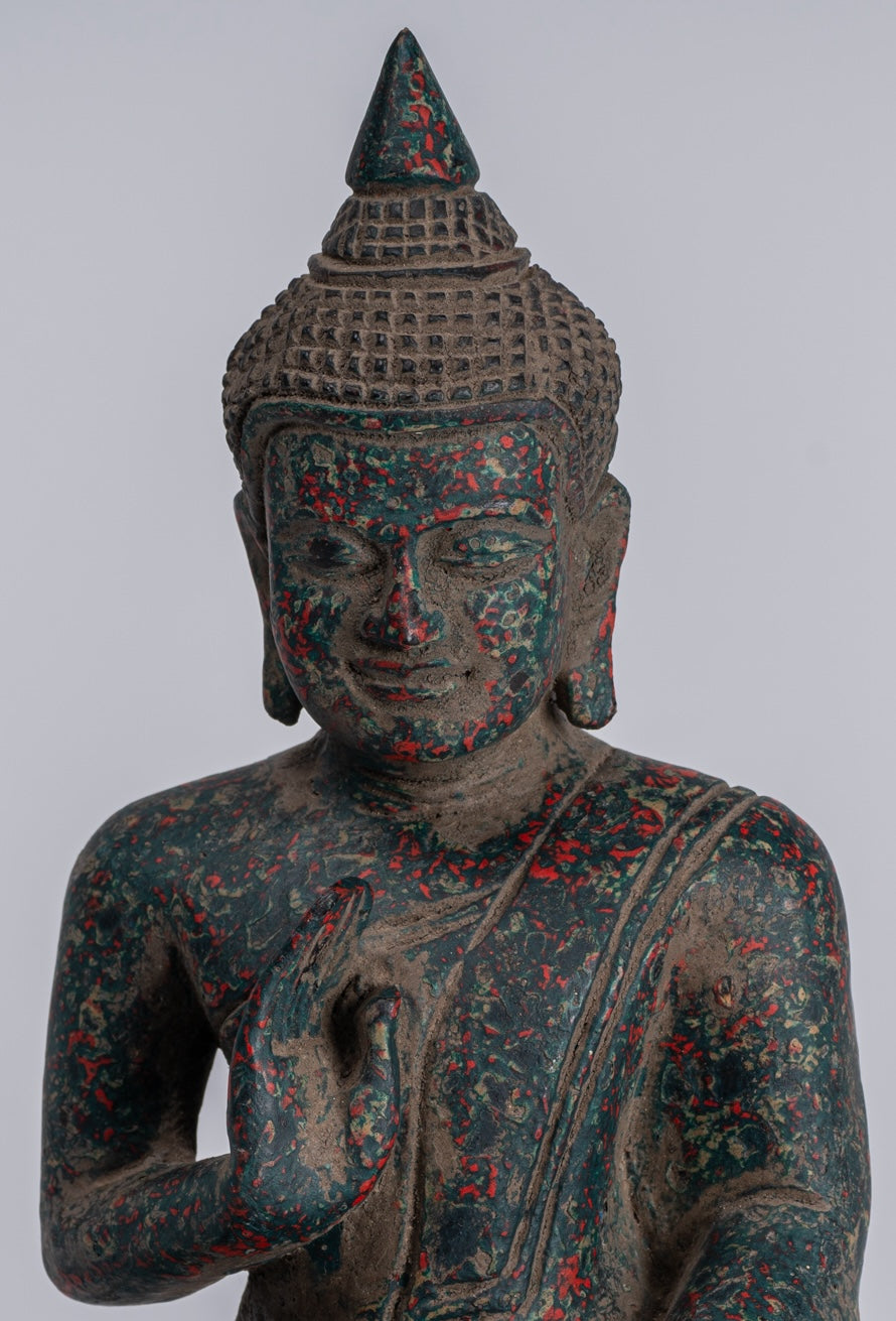 Estatua de Buda - Estatua de Buda de Madera de Madera Antigua de Camboya Camboya enseñando Mudra - 20 cm/8 "