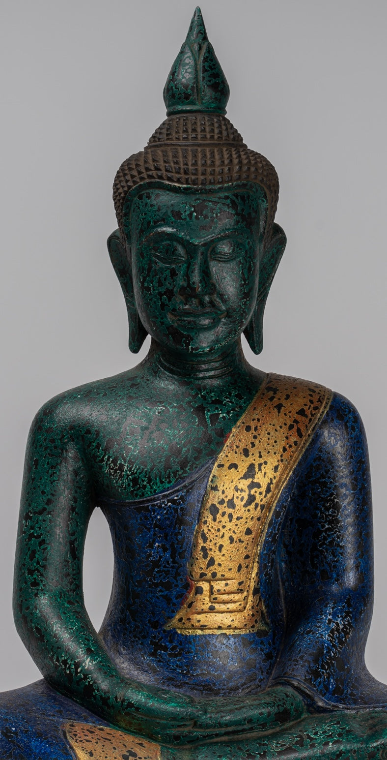 Escultura de Buda - Estatua de Buda de madera de estilo jemer antiguo Dhyana Meditation Mudra - 54cm/22 "