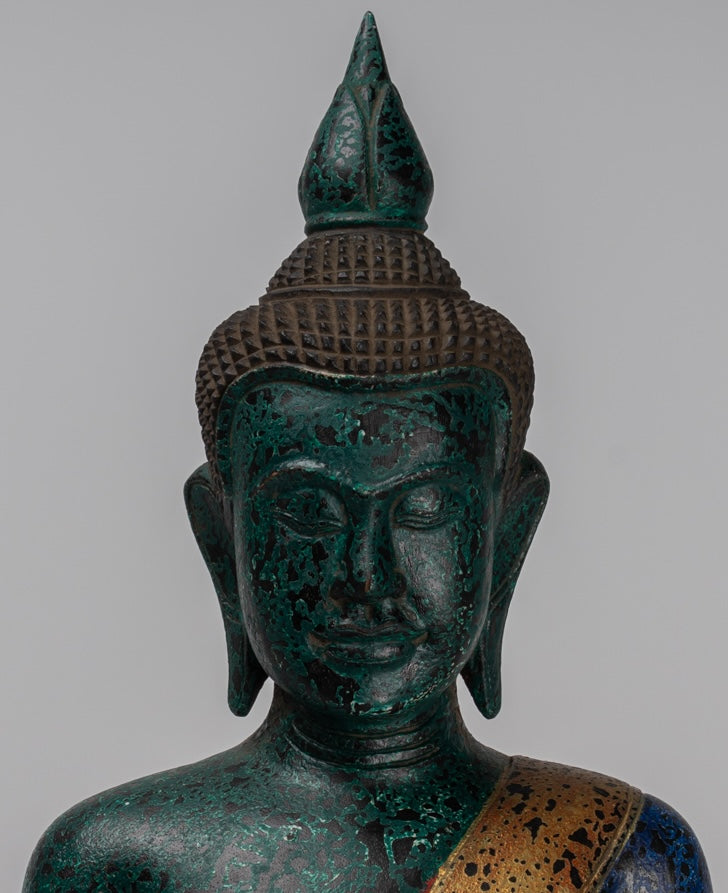 Escultura de Buda - Estatua de Buda de madera de estilo jemer antiguo Dhyana Meditation Mudra - 54cm/22 "