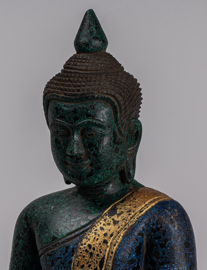 Estatua de Buda - Estatua de Buda de Buda de Madera Estilo Antiguo de Estilo Jemer - 32 cm/13 "