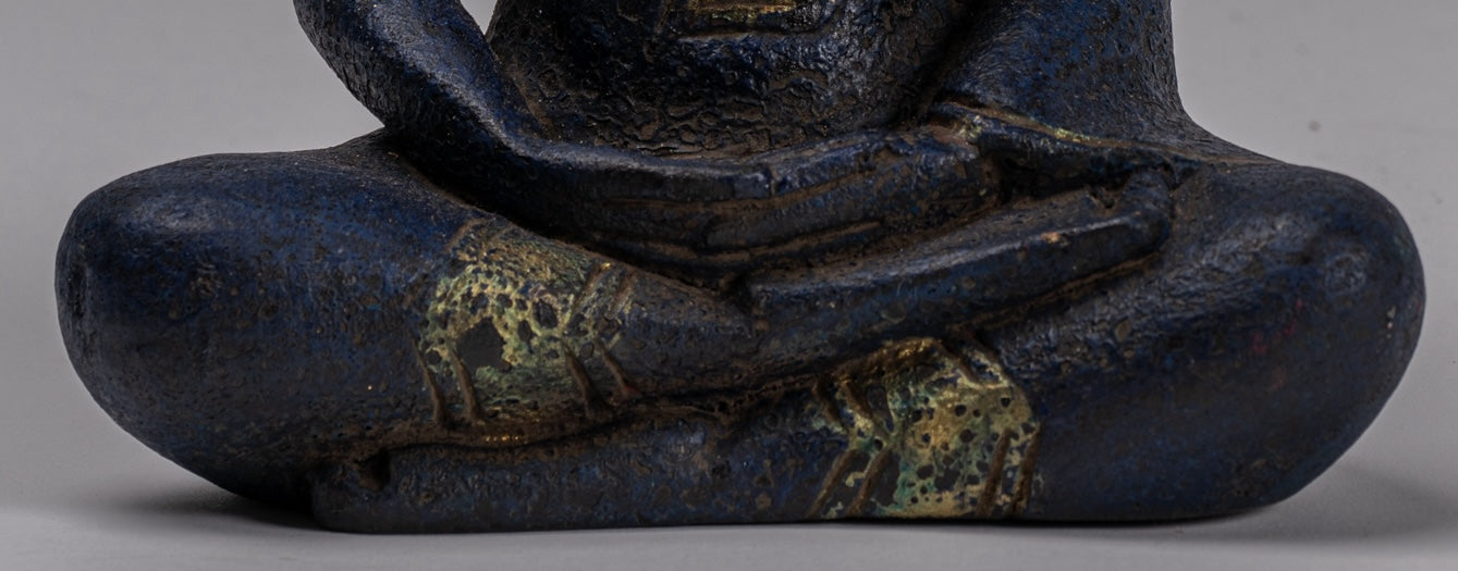 Escultura de Buda - Estatua de Buda de madera de estilo jemer antiguo Dhyana Meditation Mudra - 21 cm/8 "