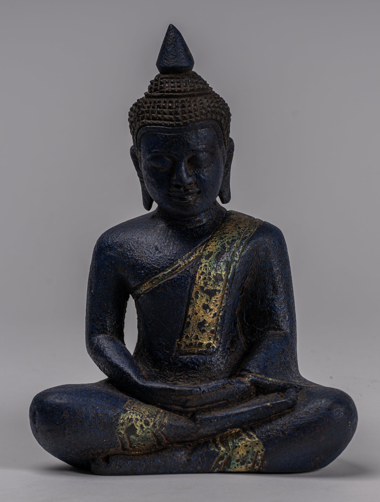 Escultura de Buda - Estatua de Buda de madera de estilo jemer antiguo Dhyana Meditation Mudra - 21 cm/8 "