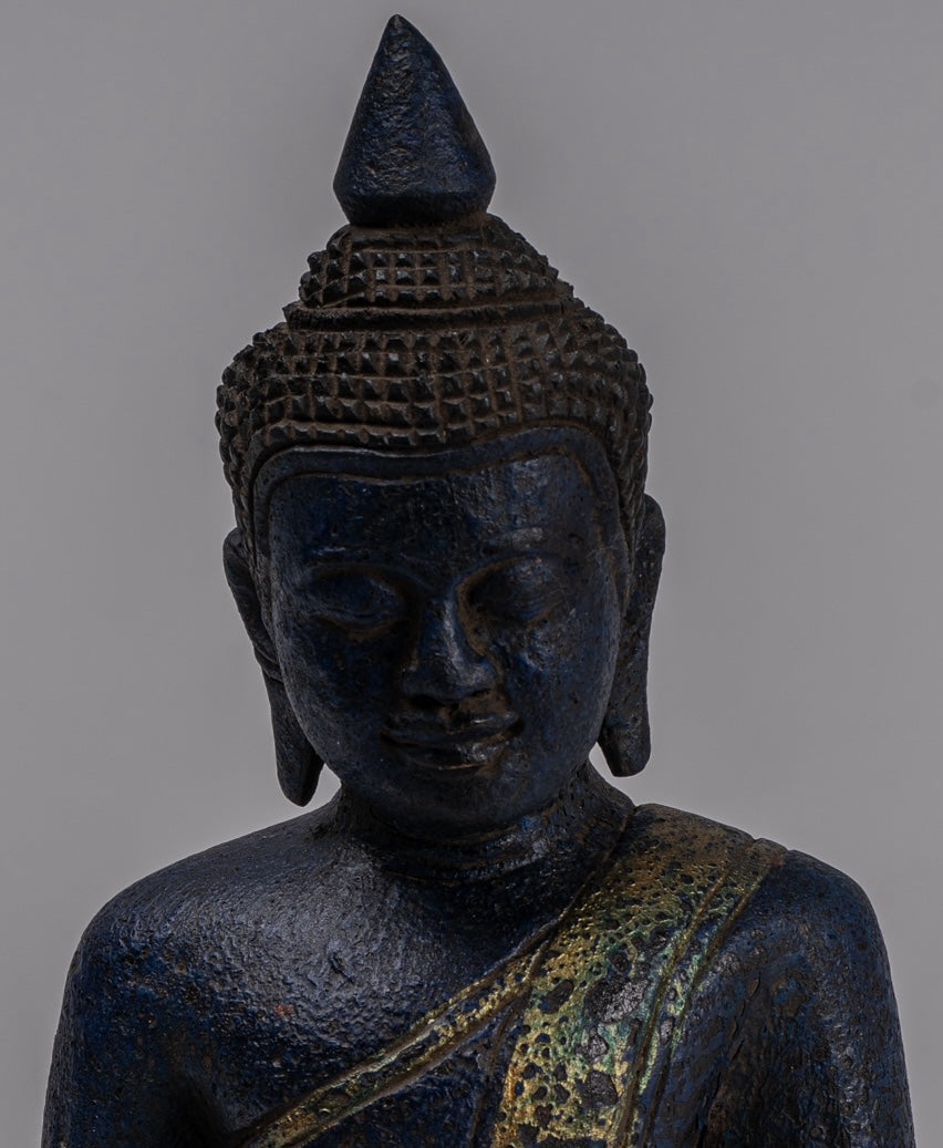 Escultura de Buda - Estatua de Buda de madera de estilo jemer antiguo Dhyana Meditation Mudra - 21 cm/8 "