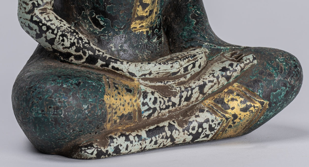 Escultura de Buda - Estatua de Buda de madera de estilo jemer antiguo Dhyana Meditation Mudra - 21 cm/8 "