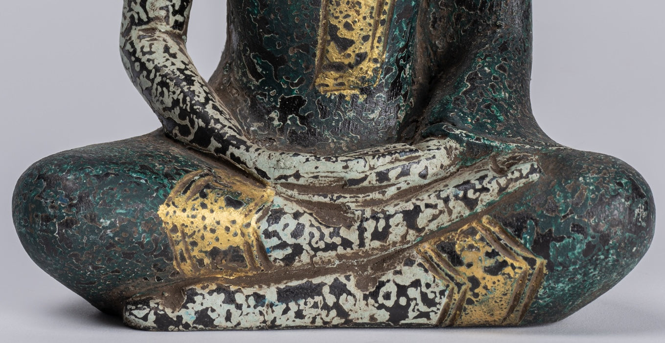 Escultura de Buda - Estatua de Buda de madera de estilo jemer antiguo Dhyana Meditation Mudra - 21 cm/8 "