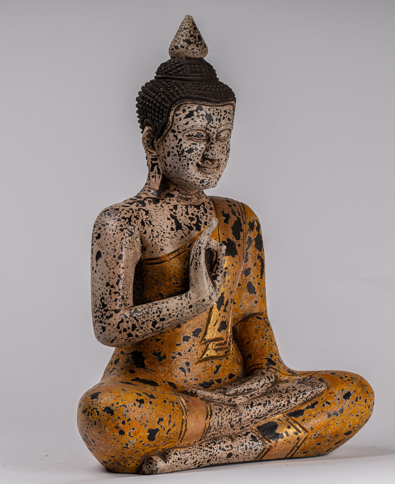 Statue di Buddha - Antique Khmer in stile Cambogia Statue Buddha seduta Insegnamento Mudra - 39 cm/16 "