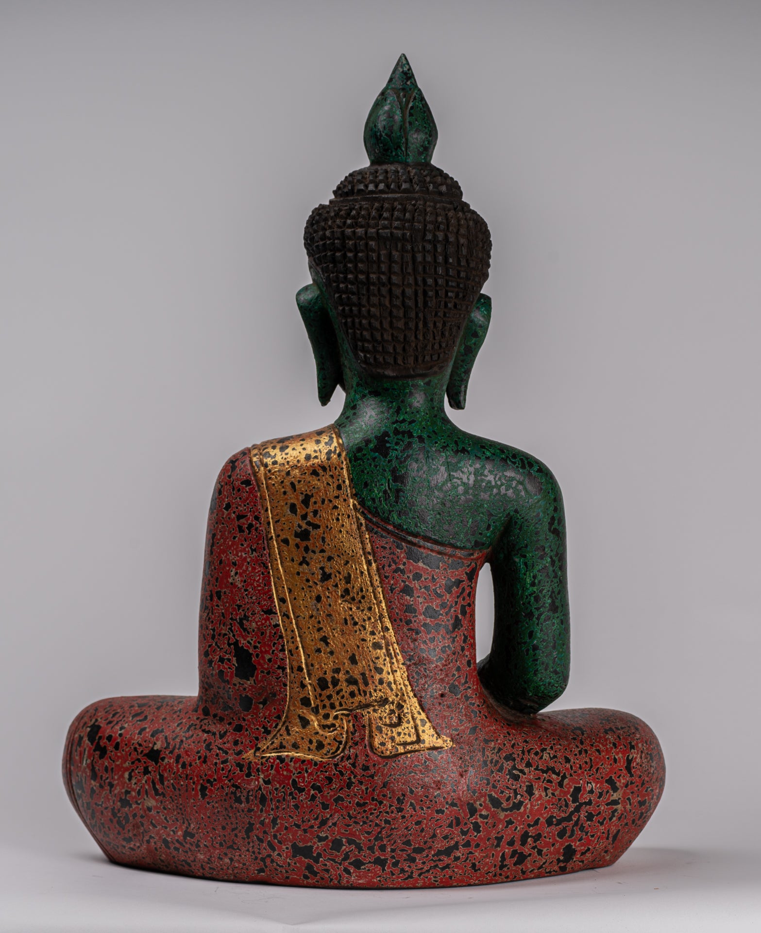 Buddha Sculpture - Antique Khmer in stile Khmer Legno Buddha Statua Dhyana Meditazione Mudra - 47 cm/19 "