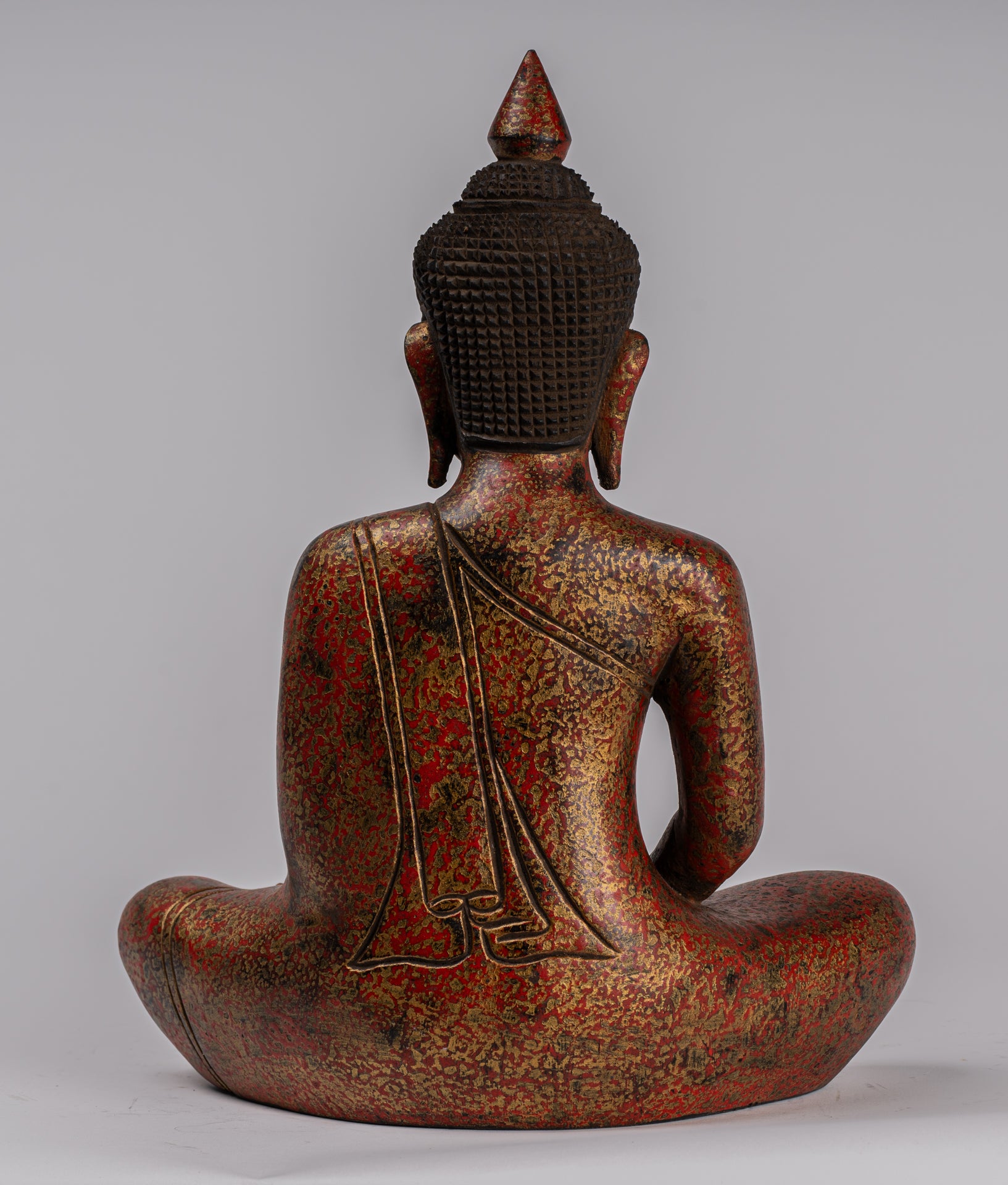 Buddha Sculpture - Antique Khmer in stile Khmer Seduto Buddha Statue Dhyana Meditation Mudra - 32 cm/13 "