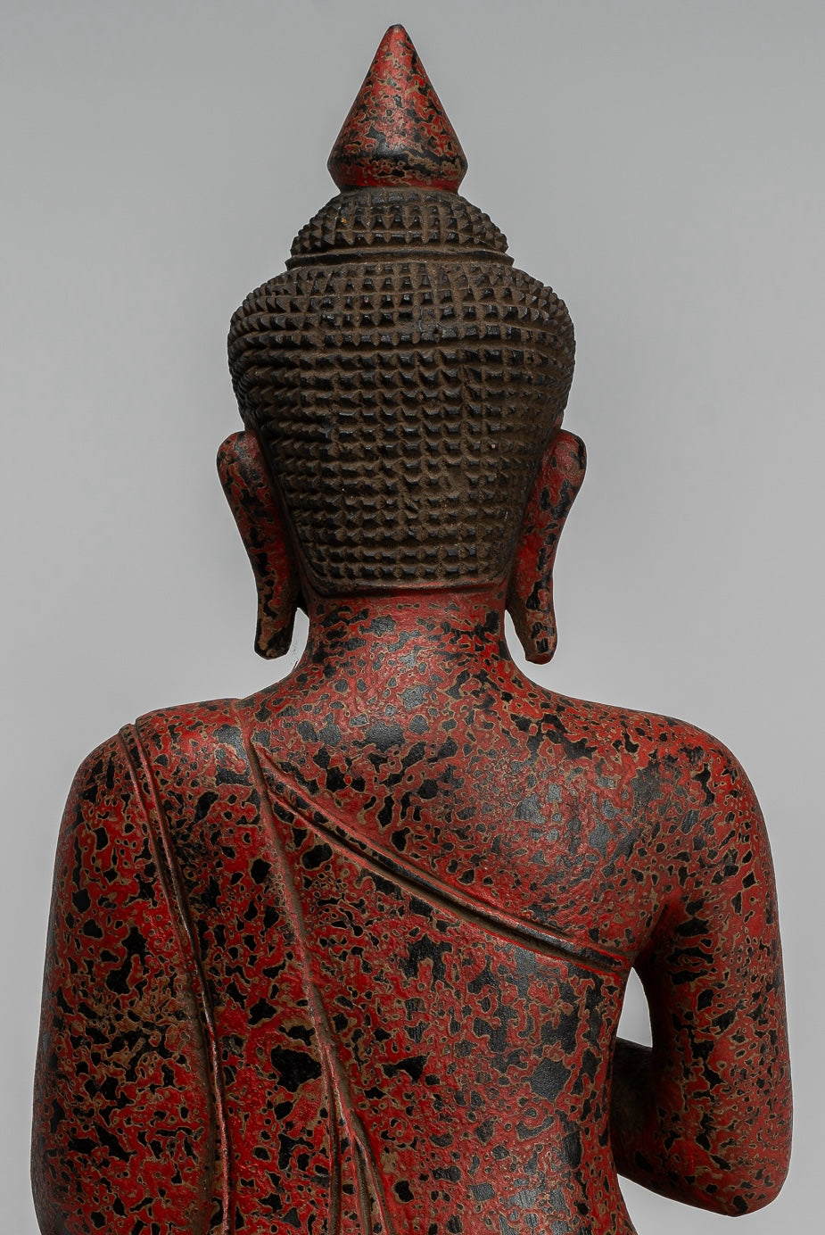 Buddha Statue - Antique Khmer Style Cambodia Seated Wood Buddha Statue Teaching Mudra - 40cm/16"