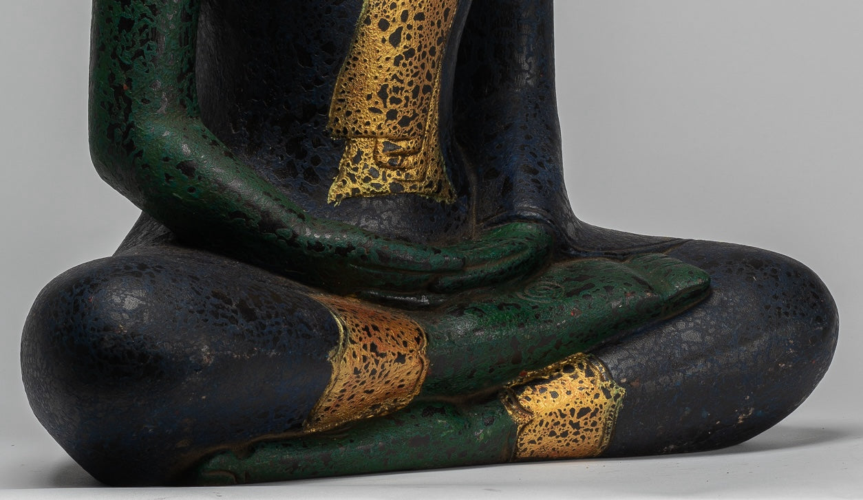 Escultura de Buda - Estatua de Buda de madera de estilo jemer antiguo Dhyana Meditation Mudra - 54cm/22 "