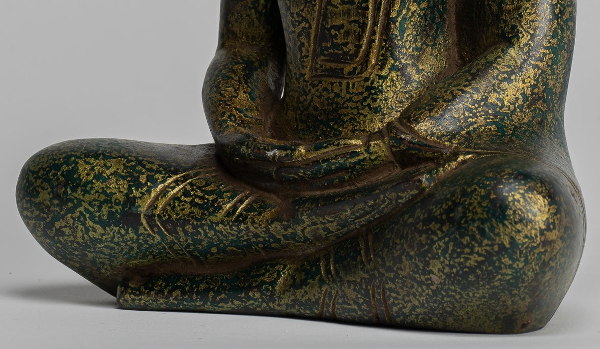 Escultura de Buda - Estatua de Buda de madera de estilo jemer antiguo Dhyana Meditation Mudra - 28 cm/11 "