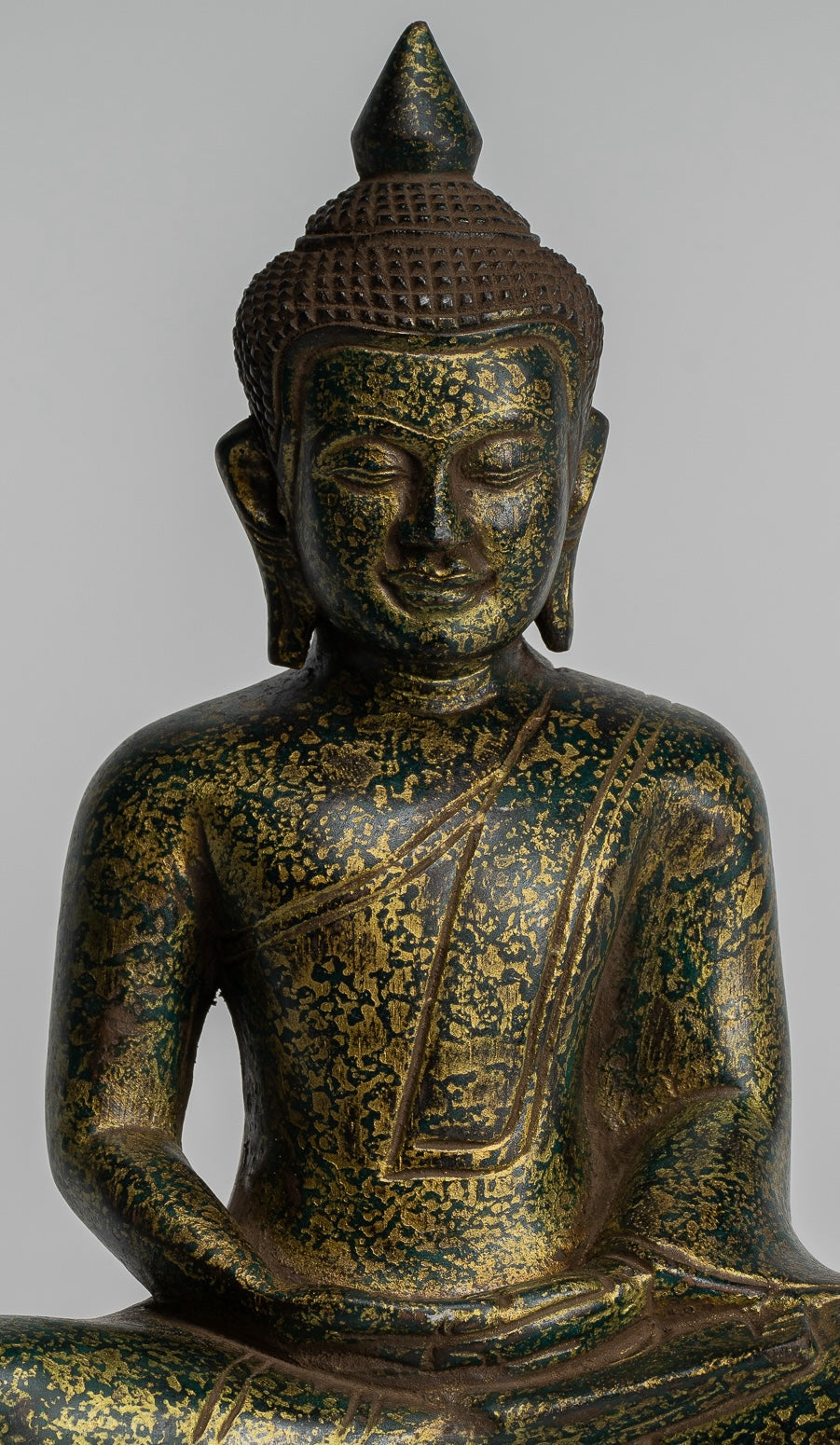 Escultura de Buda - Estatua de Buda de madera de estilo jemer antiguo Dhyana Meditation Mudra - 28 cm/11 "