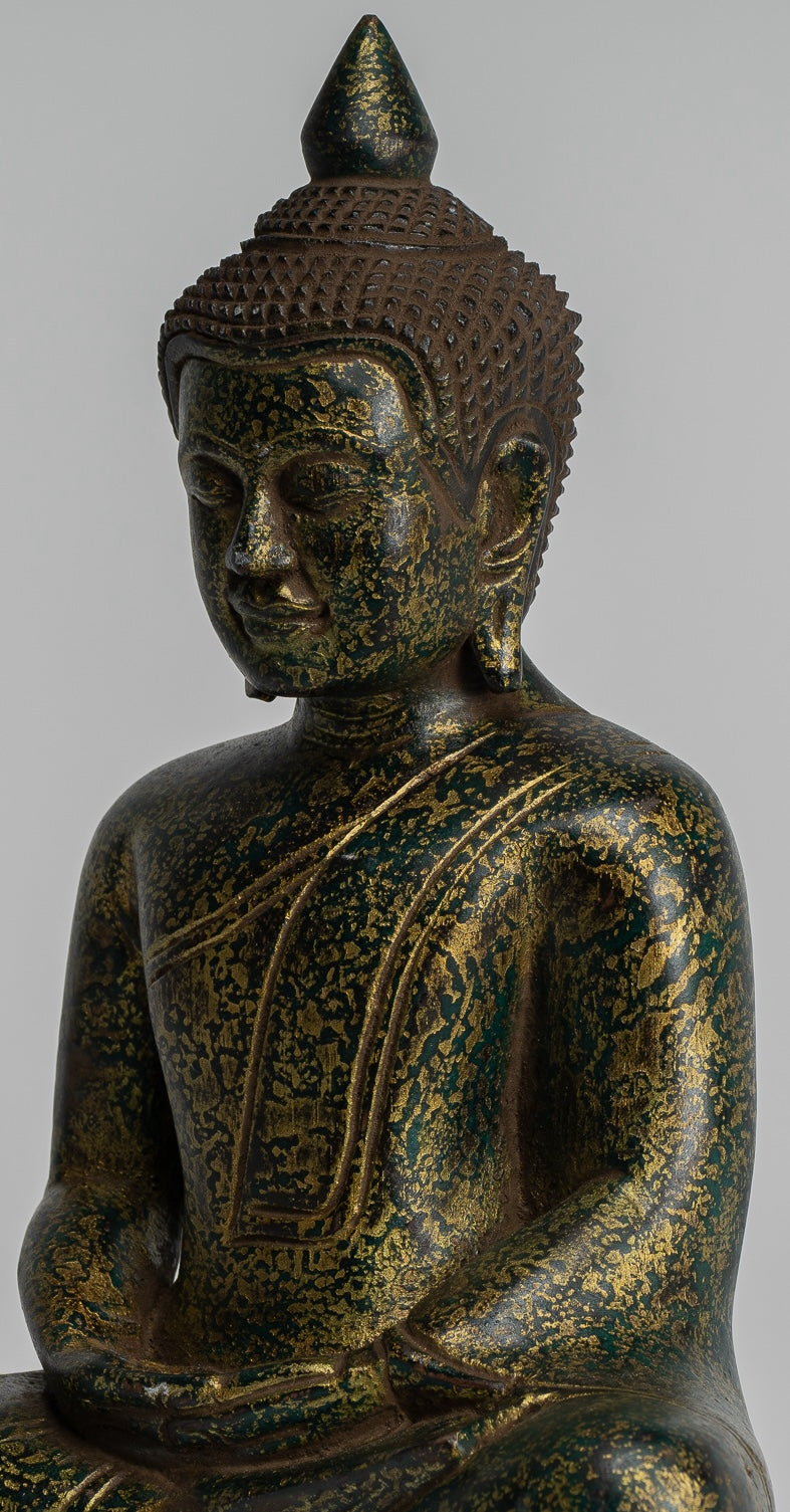 Escultura de Buda - Estatua de Buda de madera de estilo jemer antiguo Dhyana Meditation Mudra - 28 cm/11 "