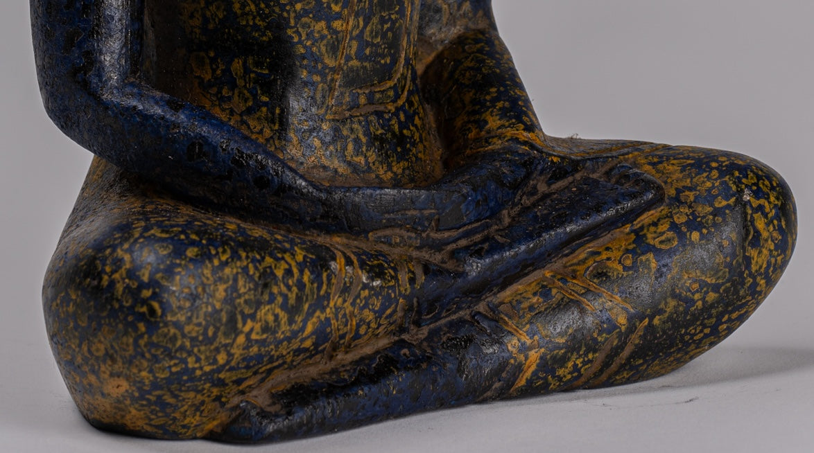 Escultura de Buda - Estatua de Buda de madera de estilo jemer antiguo Dhyana Meditation Mudra - 22cm/9 "