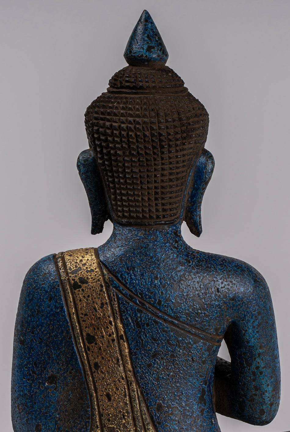 Buddha Statue - Antique Khmer Style Cambodia Seated Wood Buddha Statue Teaching Mudra - 32cm/13"