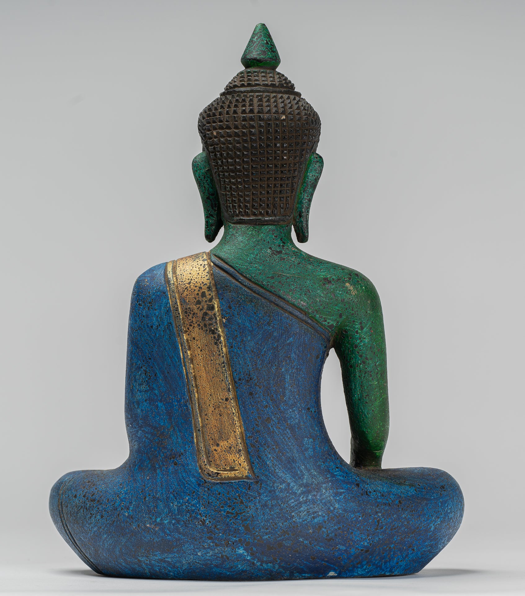 Statue Buddha - Antique Khmer Style SE Asia seduto l'Illuminismo in legno Statua Buddha - 27 cm/11 "