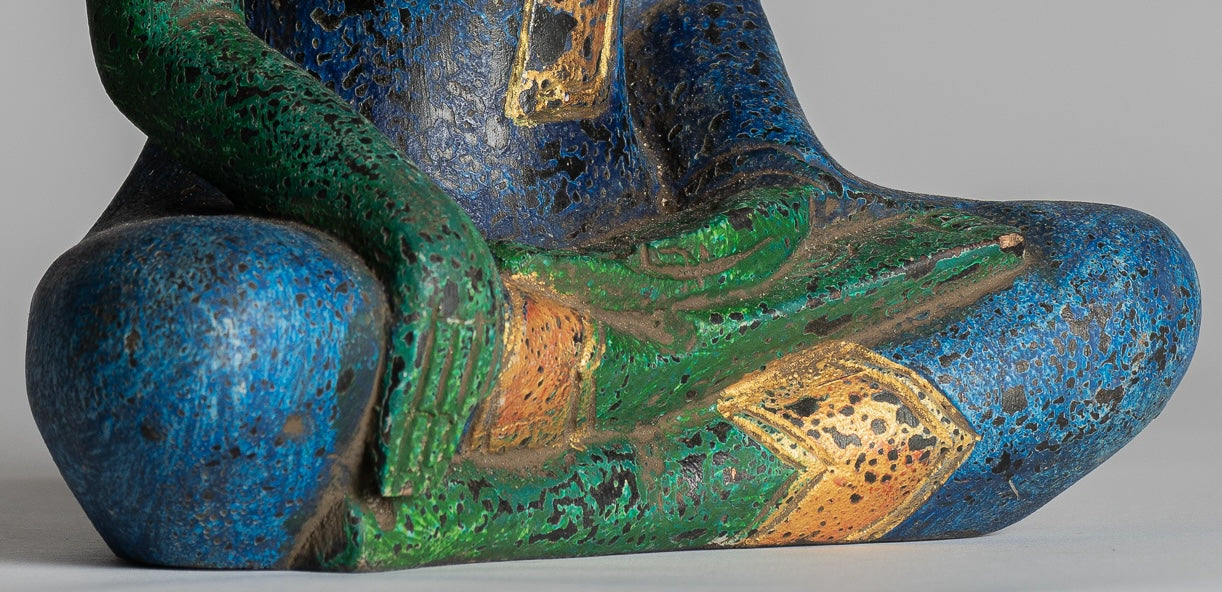 Statue Buddha - Antique Khmer Style SE Asia seduto l'Illuminismo in legno Statua Buddha - 27 cm/11 "