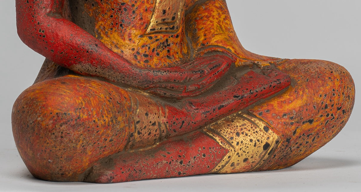 Sculpture de Bouddha - Style de style khmer antique assis Statue de Bouddha Dhyana Meditation Mudra - 27cm / 11 "