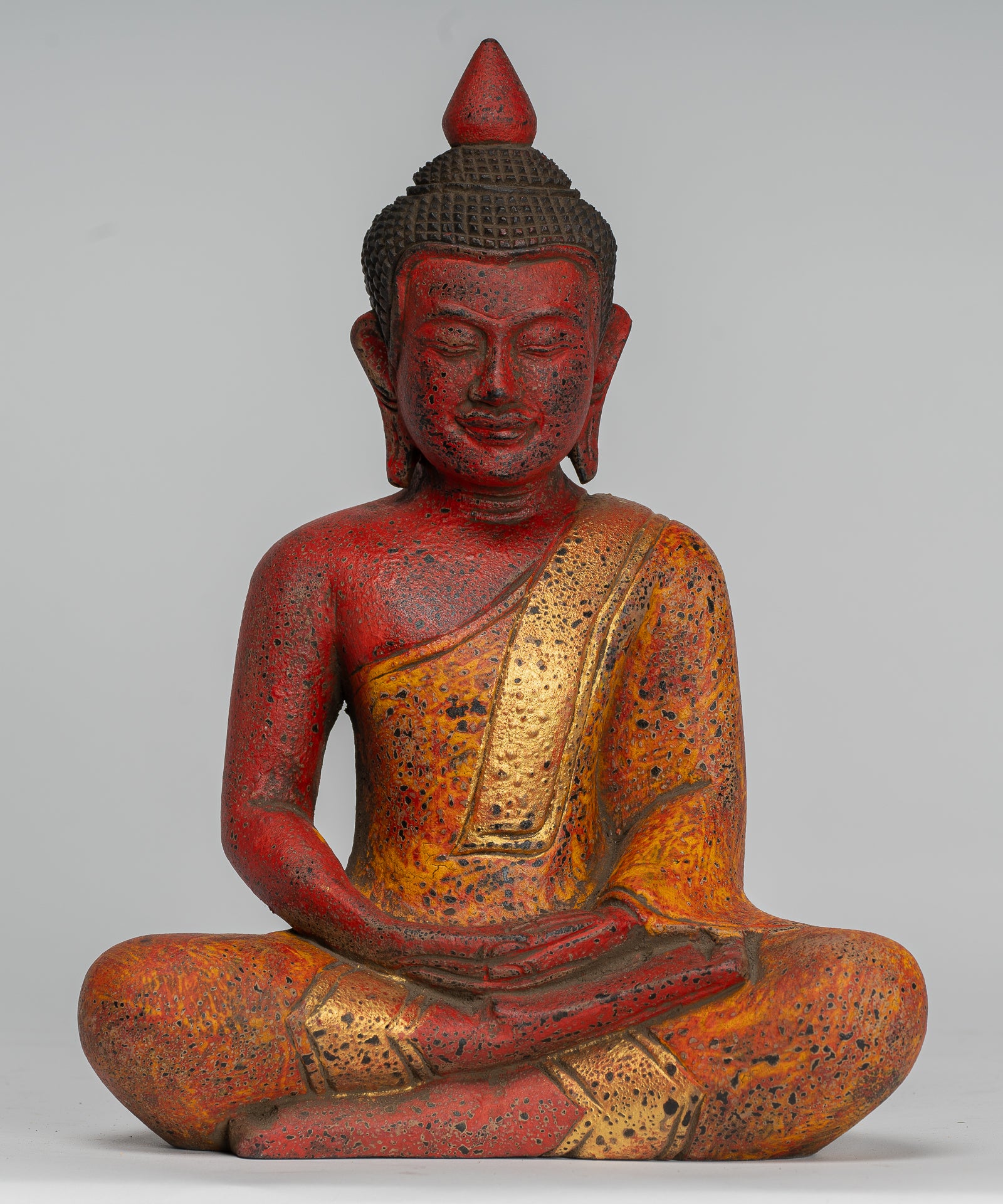 Sculpture de Bouddha - Style de style khmer antique assis Statue de Bouddha Dhyana Meditation Mudra - 27cm / 11 "