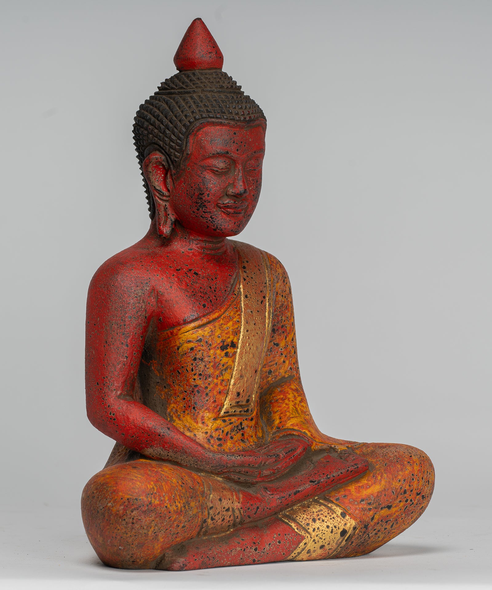 Sculpture de Bouddha - Style de style khmer antique assis Statue de Bouddha Dhyana Meditation Mudra - 27cm / 11 "