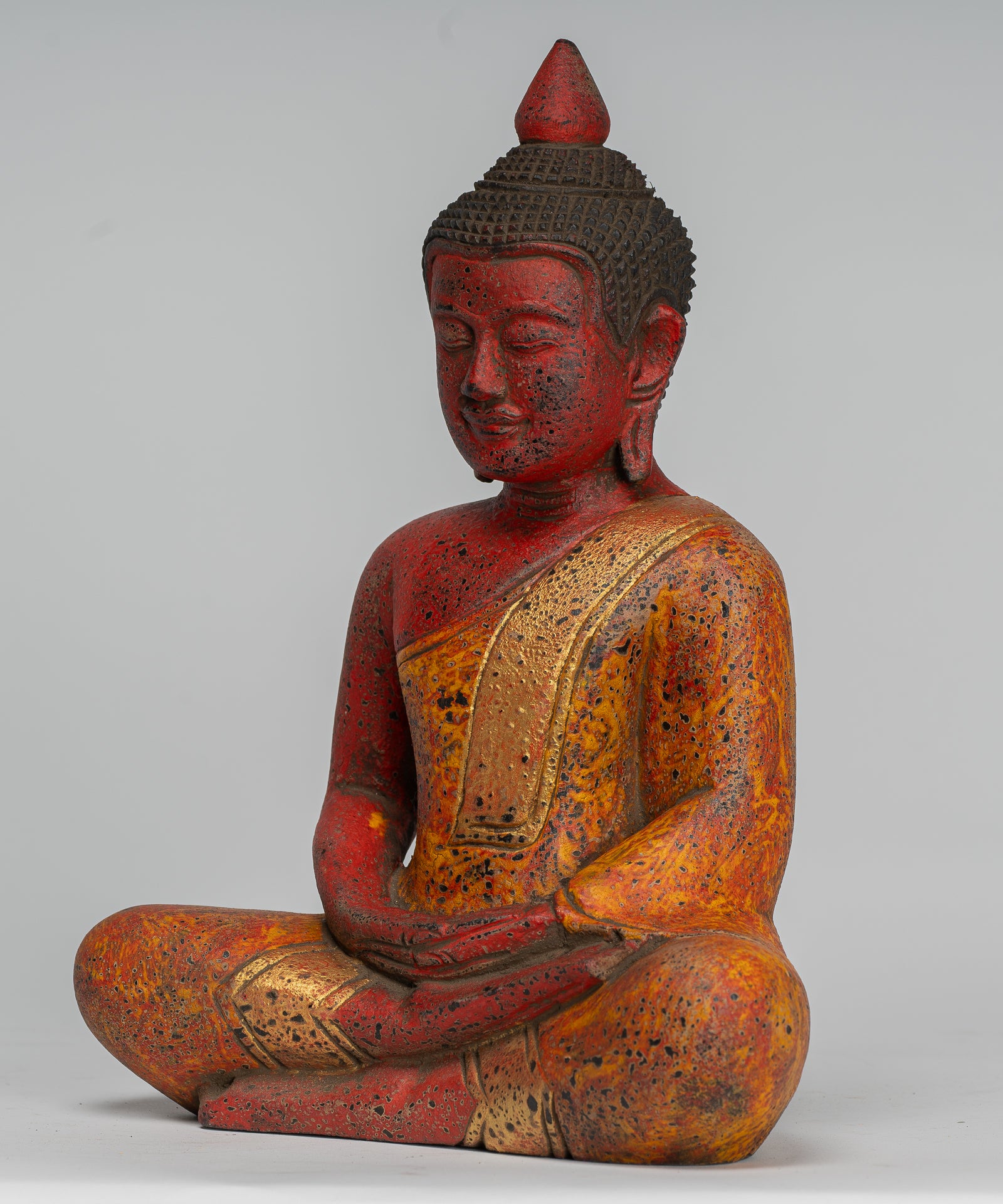 Sculpture de Bouddha - Style de style khmer antique assis Statue de Bouddha Dhyana Meditation Mudra - 27cm / 11 "