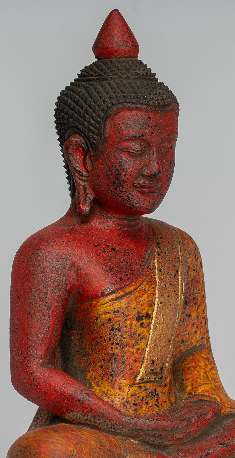 Sculpture de Bouddha - Style de style khmer antique assis Statue de Bouddha Dhyana Meditation Mudra - 27cm / 11 "