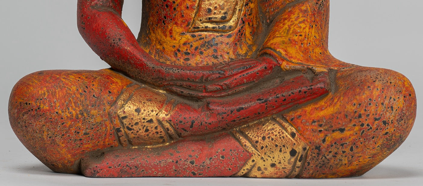 Sculpture de Bouddha - Style de style khmer antique assis Statue de Bouddha Dhyana Meditation Mudra - 27cm / 11 "