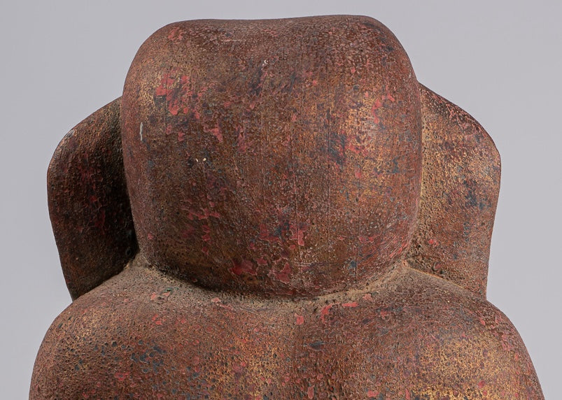 Elephant - Antique Khmer Style Standing Wood Elephant Statue - 53cm/21" Tall