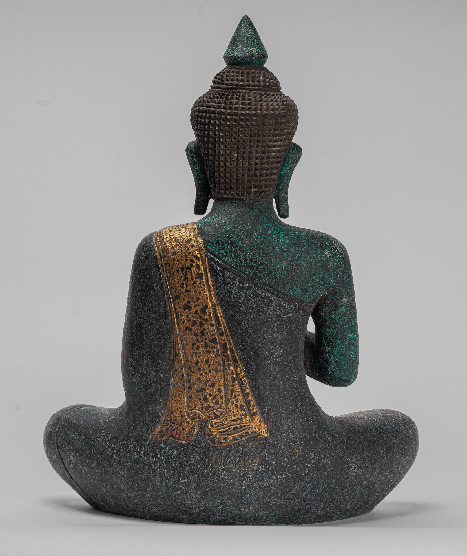 Buddha Sculpture - Buddha - Antique Khmer Style Seated Wood Buddha Statue Teaching Mudra - 40cm/16"