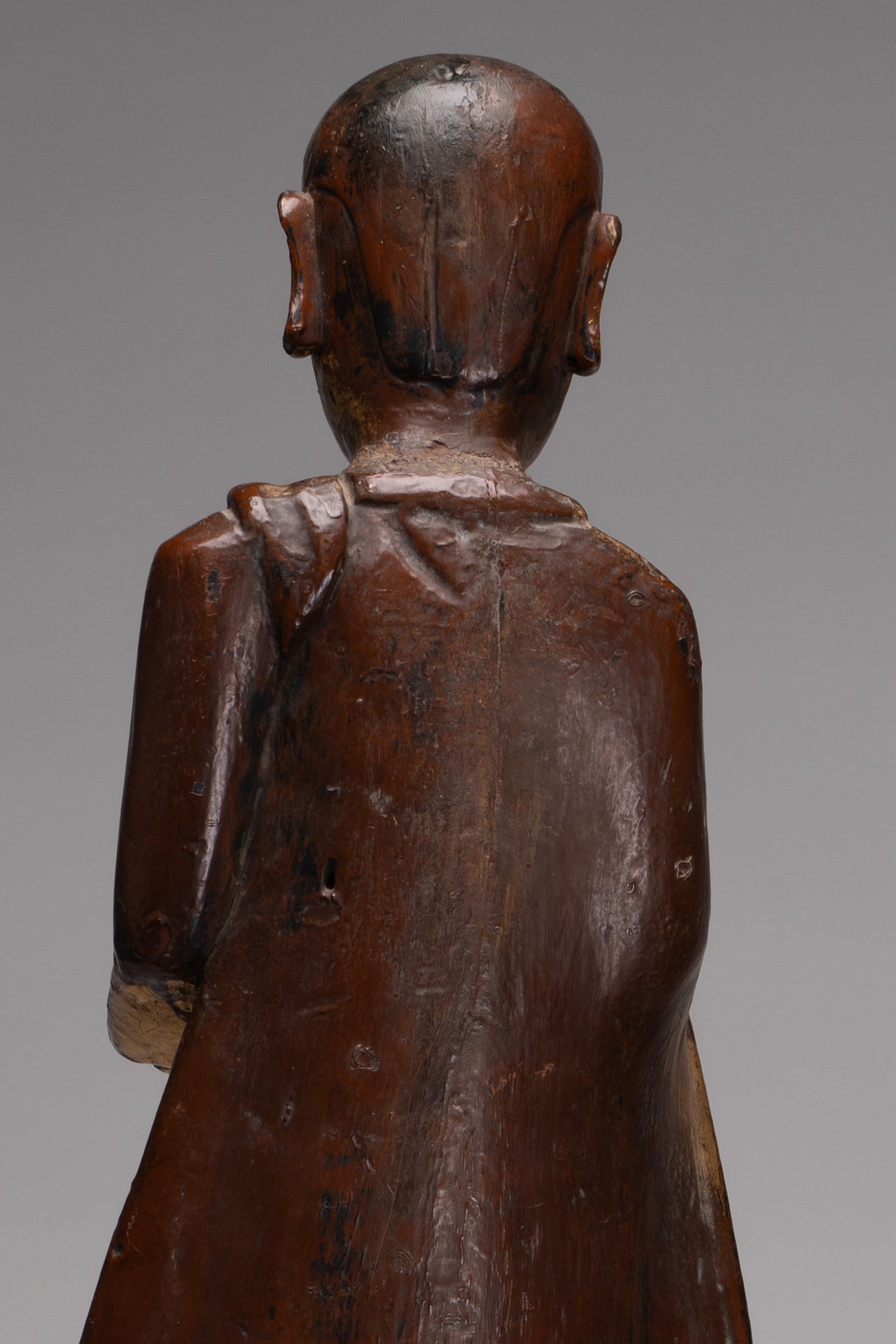 Statue de moine Mandalay en bois de style birman antique - 90 cm / 36 "