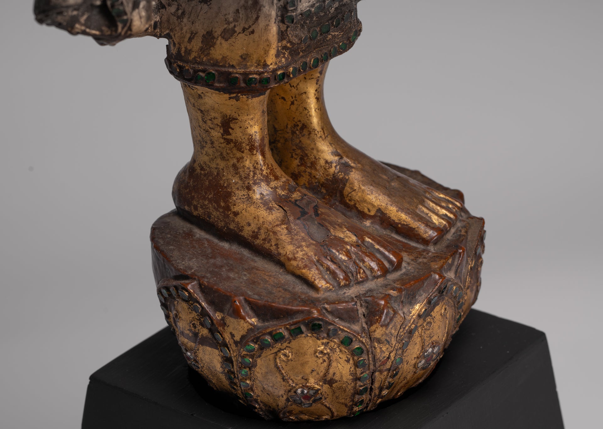 Statue de moine Mandalay en bois de style birman antique - 90 cm / 36 "